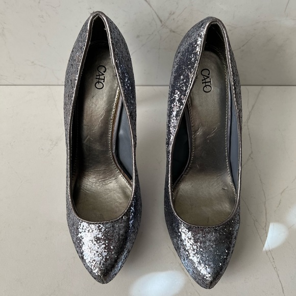 Silver Glitter Platform Heels by Cato - Picture 2 of 5